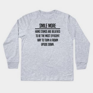 Turn That Frown Upside Down, Health and Wellness Quote Design. Kids Long Sleeve T-Shirt